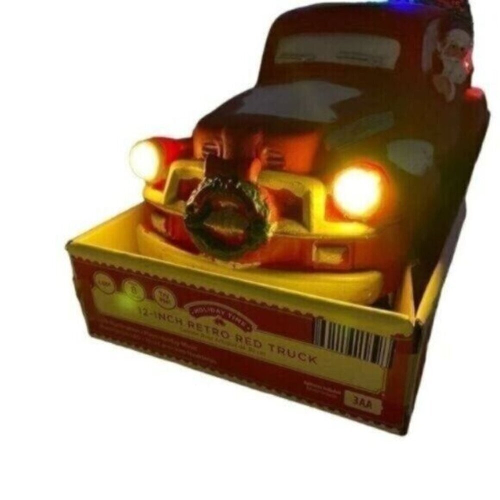 Retro Light Up Christmas Musical Red Truck New - Picture 10 of 10